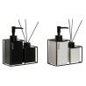 Set da Bagno Home ESPRIT Bianco Nero Metallo Dolomite 14,5 x 8 x 17 cm 2 Pezzi (2 Unità)