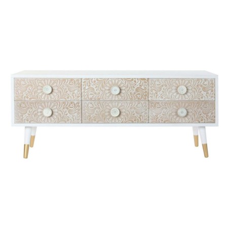 Mobile TV DKD Home Decor 119 x 42 x 50 cm Abete Dorato Bianco Marrone Chiaro