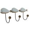 Appendiabiti da parete Home ESPRIT Bianco Blu cielo Metallo Legno di paulownia Balena 45 x 10 x 17,5 cm (2 Unità)
