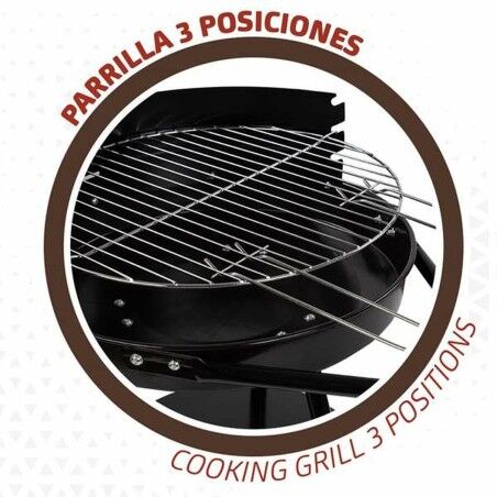 Barbecue a Carboni con Ruote Aktive Textilene 42 x 76,5 cm Nero