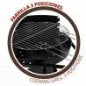 Barbecue a Carboni con Ruote Aktive Textilene 42 x 76,5 cm Nero