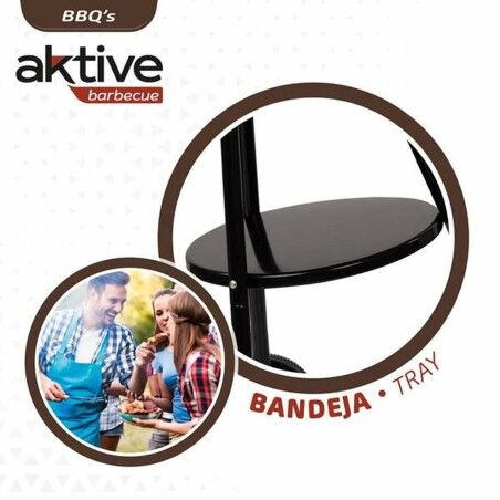 Barbecue a Carboni con Ruote Aktive Textilene 42 x 76,5 cm Nero
