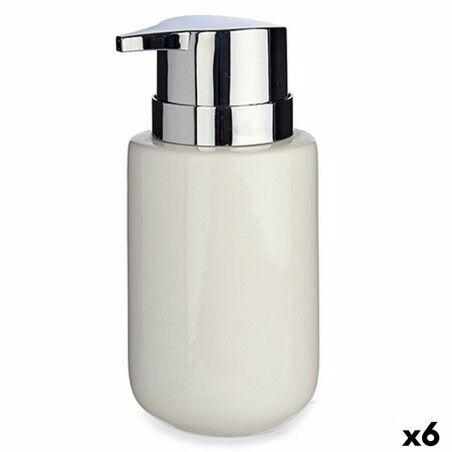 Dispenser di Sapone Berilo J1017-A-BLANCO Bianco Argentato Metallo Ceramica 300 ml 7 x 14,5 x 8,5 cm (6 Unità)