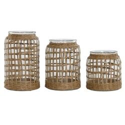 Vaso Home ESPRIT Naturale Cristallo 16,5 x 16,5 x 27 cm (3 Pezzi)