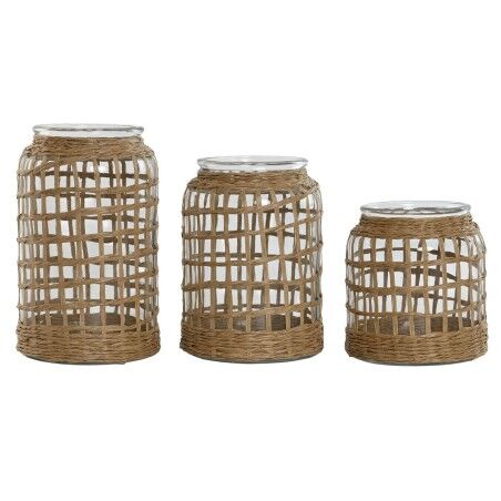 Vaso Home ESPRIT Naturale Cristallo 16,5 x 16,5 x 27 cm (3 Pezzi)