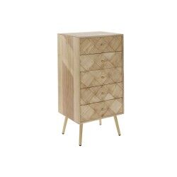 Cassettiera DKD Home Decor   Marrone Chiaro Metallo Pino Legno di paulownia Naturale Moderno 45 x 35 x 93 cm