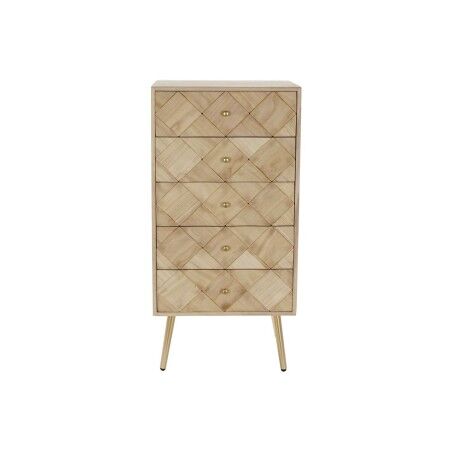 Cassettiera DKD Home Decor   Marrone Chiaro Metallo Pino Legno di paulownia Naturale Moderno 45 x 35 x 93 cm