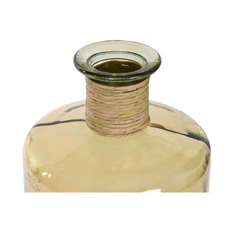 Vaso Home ESPRIT Giallo Corda Vetro Temperato 25 x 25 x 75 cm