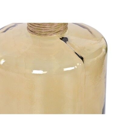 Vaso Home ESPRIT Giallo Corda Vetro Temperato 25 x 25 x 75 cm