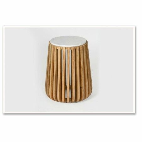 Tavolo aggiuntivo DKD Home Decor Bianco Naturale Marmo Legno di mango 47 x 47 x 58 cm