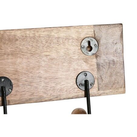 Appendiabiti da parete Home ESPRIT Bianco Nero Naturale Metallo Legno di mango Buddha 38 x 5 x 16 cm