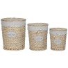 Cesto per i Panni Sporchi Home ESPRIT Crema vimini Shabby Chic 45 x 45 x 55 cm 3 Pezzi