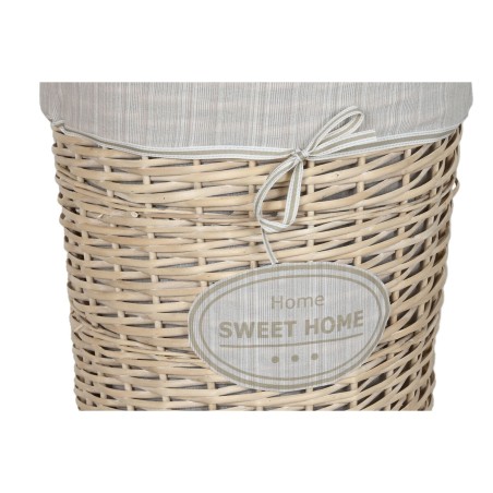 Cesto per i Panni Sporchi Home ESPRIT Crema vimini Shabby Chic 45 x 45 x 55 cm 3 Pezzi