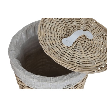 Cesto per i Panni Sporchi Home ESPRIT Crema vimini Shabby Chic 45 x 45 x 55 cm 3 Pezzi