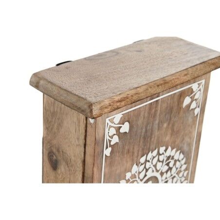Armadietto portachiavi Home ESPRIT Bianco Naturale 18 x 7,5 x 28 cm