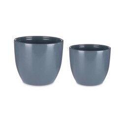 Set di Vasi Ibergarden CAZORLA-22-28-A Antracite Argilla Ø 22 cm Ø 28 cm 22 x 22 x 18 cm 28 x 28 x 24 cm 2 Pezzi
