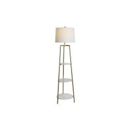 Lampada da Terra DKD Home Decor Dorato Metallo Poliestere Bianco 50 W Legno MDF (41 x 41 x 156 cm)