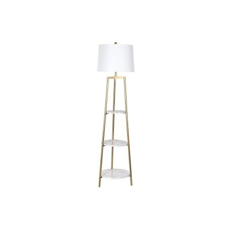 Lampada da Terra DKD Home Decor Dorato Metallo Poliestere Bianco 50 W Legno MDF (41 x 41 x 156 cm)