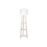 Lampada da Terra DKD Home Decor Dorato Metallo Poliestere Bianco 50 W Legno MDF (41 x 41 x 156 cm)