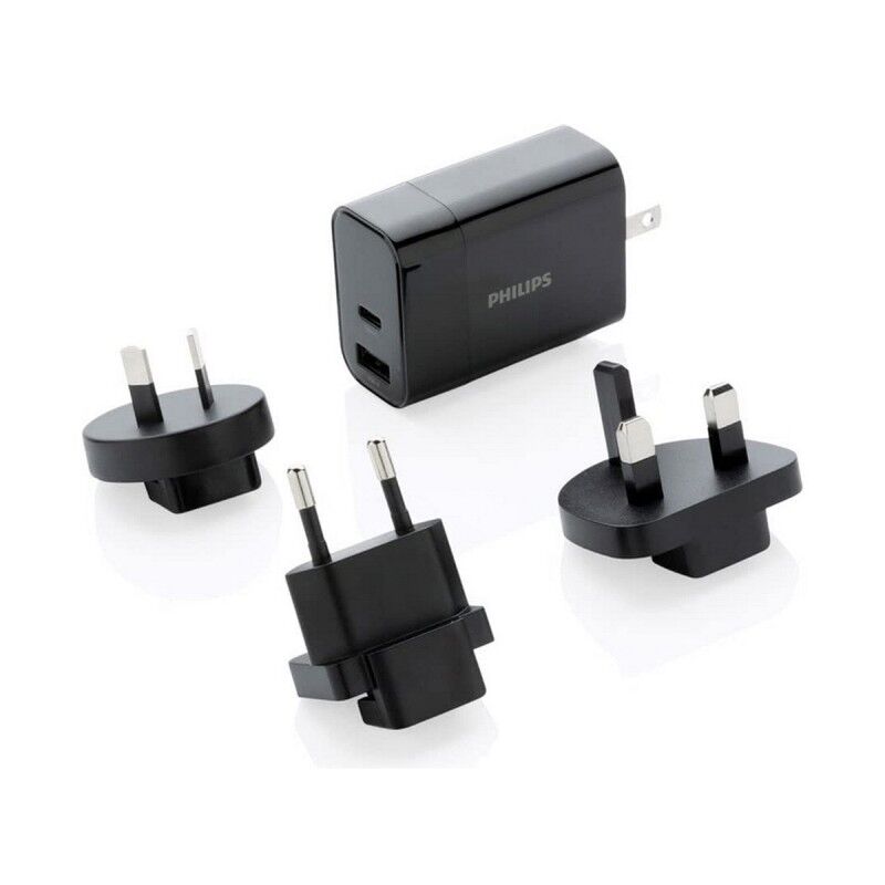 Adattatore a Spina Universale da Viaggio Philips Nero 30 W Adattatore a Spina Universale da Viaggio Philips Nero 30 W