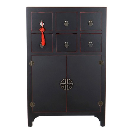 Cassettiera DKD Home Decor Nero Rosso Multicolore Abete Legno MDF Orientale 63 x 27 x 101 cm