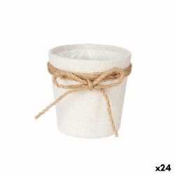 Vaso Ibergarden 86455 Bianco Marrone Stoffa Fiocco 11 x 10,5 x 11 cm (24 Unità)