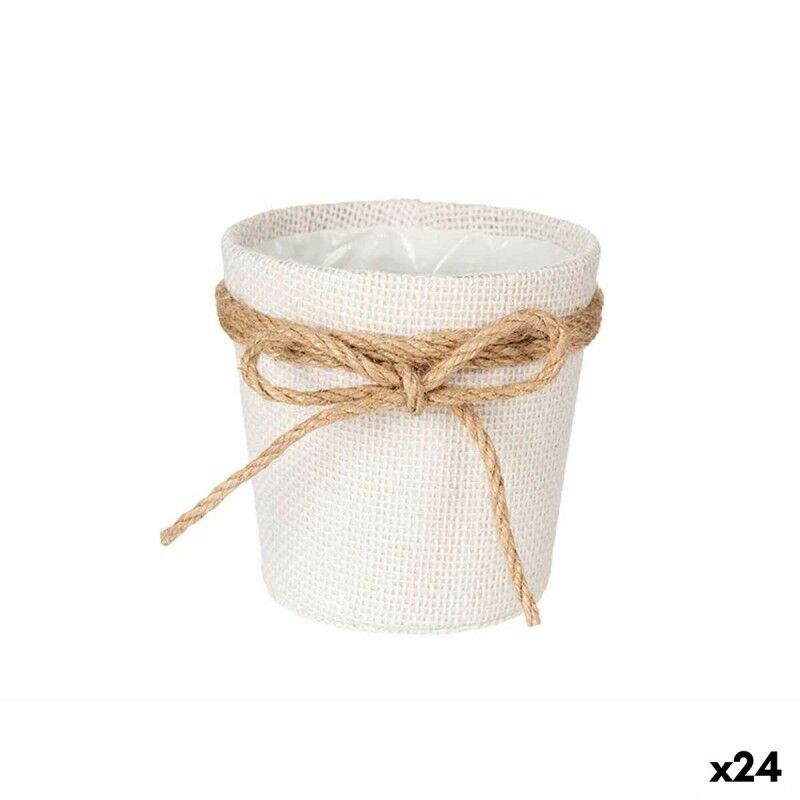 Vaso Ibergarden 86455 Bianco Marrone Stoffa Fiocco 11 x 10,5 x 11 cm (24 Unità)