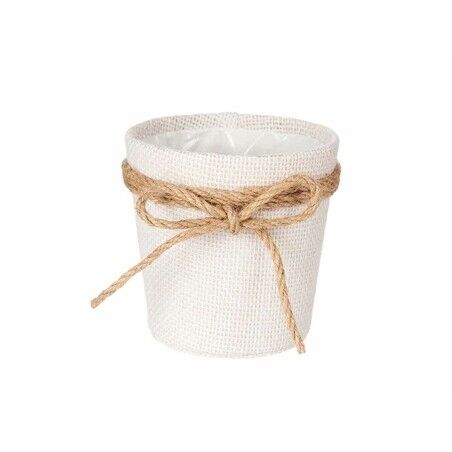 Vaso Ibergarden 86455 Bianco Marrone Stoffa Fiocco 11 x 10,5 x 11 cm (24 Unità)