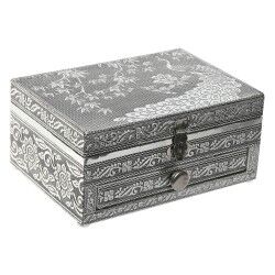 Scatola-Portagioie Home ESPRIT Verde Argentato Legno Alluminio 17,5 x 12,5 x 8,5 cm