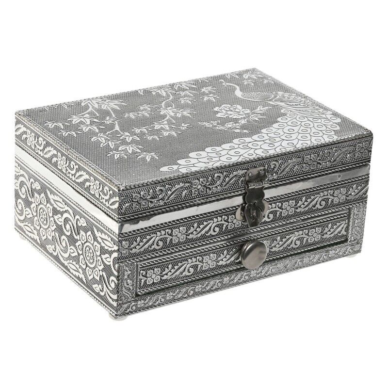 Scatola-Portagioie Home ESPRIT Verde Argentato Legno Alluminio 17,5 x 12,5 x 8,5 cm Scatola-Portagioie Home ESPRIT Verde Argentato Legno Alluminio 17,5 x 12,5 x 8,5 cm