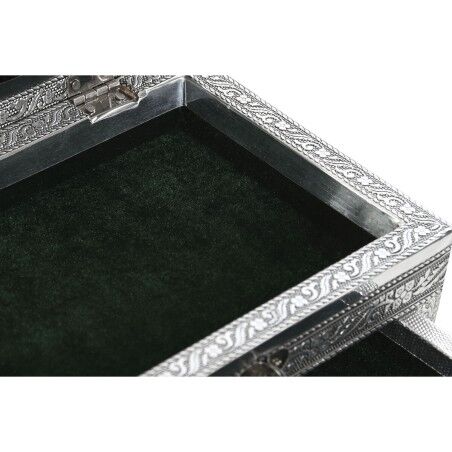 Scatola-Portagioie Home ESPRIT Verde Argentato Legno Alluminio 17,5 x 12,5 x 8,5 cm
