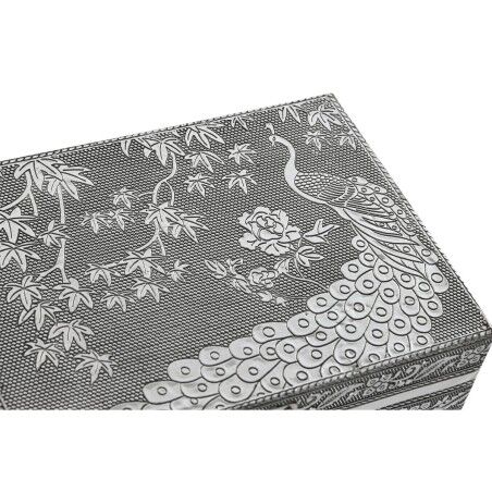 Scatola-Portagioie Home ESPRIT Verde Argentato Legno Alluminio 17,5 x 12,5 x 8,5 cm