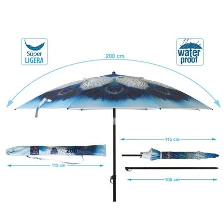 Ombrellone Azzurro Ø 200 cm SPF50+ Pavone