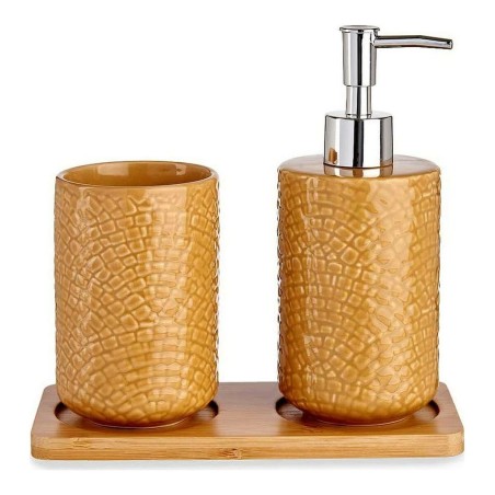 Set da Bagno Berilo PLH03242-3 Cammello Bambù polipropilene ABS Quadrati 9 x 18,5 x 20 cm