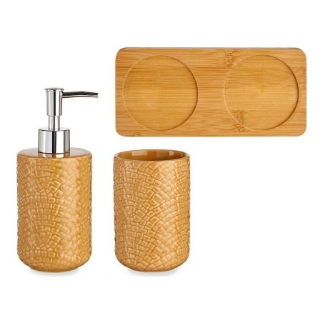 Set da Bagno Berilo PLH03242-3 Cammello Bambù polipropilene ABS Quadrati 9 x 18,5 x 20 cm