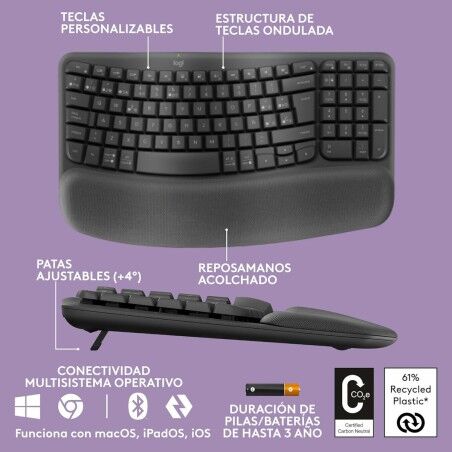 Tastiera Logitech 920-012296 Grafite Spagnolo QWERTY