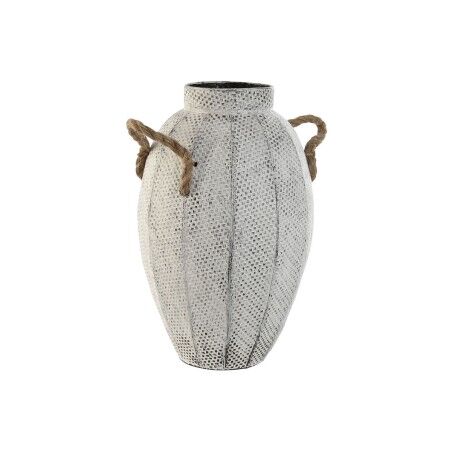 Vaso Home ESPRIT Bianco Metallo Corda 20 x 20 x 33 cm