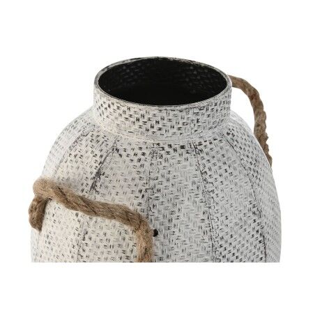 Vaso Home ESPRIT Bianco Metallo Corda 20 x 20 x 33 cm