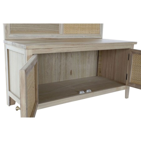 Appendiabiti con specchio Home ESPRIT Naturale Rattan Legno di paulownia Specchio 92 x 40 x 181 cm