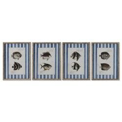 Quadro Home ESPRIT Azzurro Pesce 40 X 2,5 X 55 cm (4 Unità)
