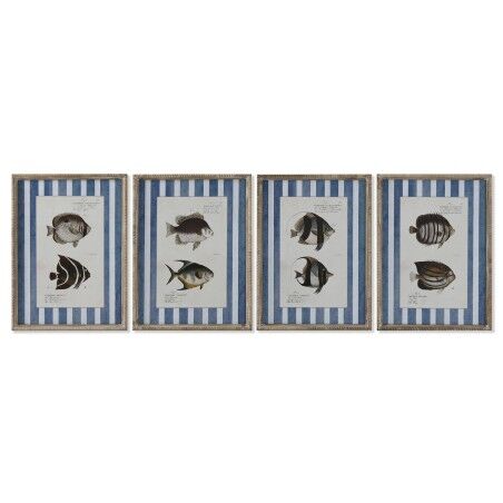Quadro Home ESPRIT Azzurro Pesce 40 X 2,5 X 55 cm (4 Unità)