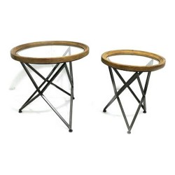 Set di 2 tavoli DKD Home Decor Nero Naturale 65 x 65 x 63 cm