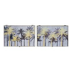 Scatola Decorativa DKD Home Decor Nero Dorato Legno MDF Palme Tropicale Contatore (2 Unità)
