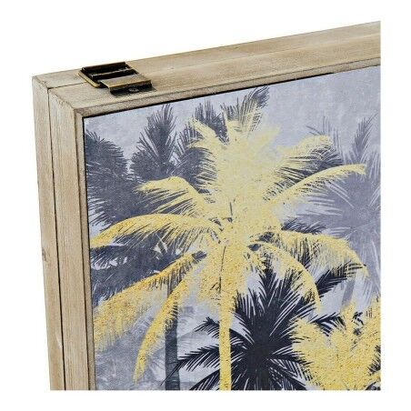 Scatola Decorativa DKD Home Decor Nero Dorato Legno MDF Palme Tropicale Contatore (2 Unità)