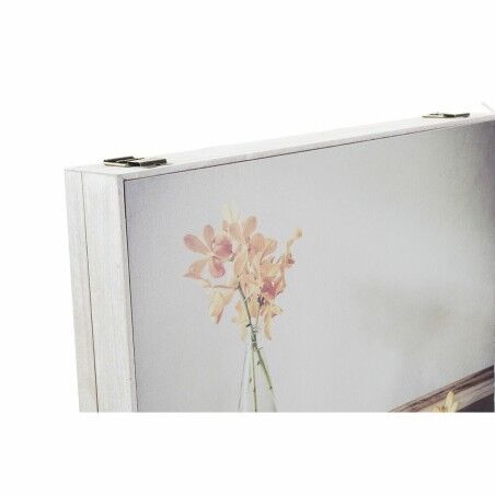 Scatola Decorativa DKD Home Decor Giallo Beige Rosa Legno MDF Fiori Vaso Contatore (2 Unità)