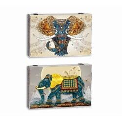 Scatola Decorativa DKD Home Decor Multicolore Turchese Legno MDF Elefante Indiano Contatore (2 Unità)