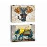 Scatola Decorativa DKD Home Decor Multicolore Turchese Legno MDF Elefante Indiano Contatore (2 Unità)