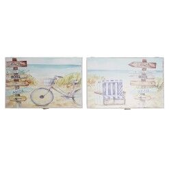 Scatola Decorativa DKD Home Decor Multicolore Legno MDF Spiaggia Mediterraneo Contatore (2 Unità)