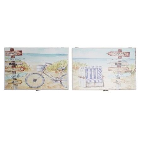 Scatola Decorativa DKD Home Decor Multicolore Legno MDF Spiaggia Mediterraneo Contatore (2 Unità)