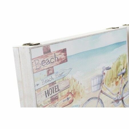 Scatola Decorativa DKD Home Decor Multicolore Legno MDF Spiaggia Mediterraneo Contatore (2 Unità)